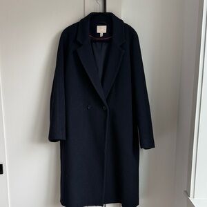 H&M Navy Wool Double Breasted Coat Size L